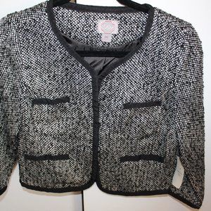 FOREVER 21 BLACK WHITE TWEED CROPPED JACKET